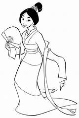 Mulan Disney Ausmalbilder Principessa Abanico Colorings Presionar Recordar Prinzessin sketch template