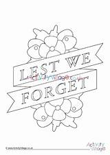 Colouring Forget Lest Anzac Pages Colour Remembrance Banner Poppies Activity Become Member Log sketch template
