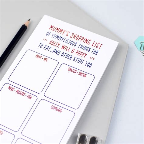 Personalised Shopping List Notepad By Xoxo