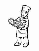 Pintar Profesiones Colorare Panadero Cuoco Pasticcere Disegno Oficios Pastelera Panaderos Disegnidacolorareonline Bandeja Pastisser Biscotti sketch template