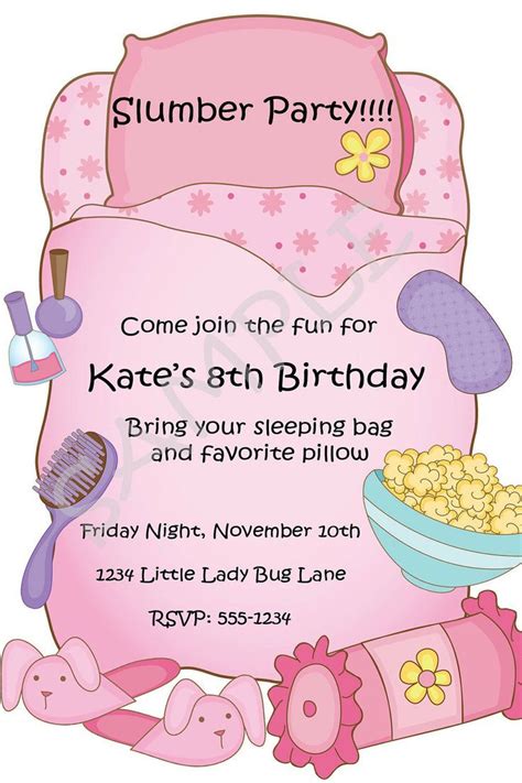 printable slumber party birthday invitations kids birthday