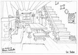 Room Coloring Living Architecture Buildings Pages Les Coloriages Kb Drawing sketch template