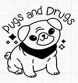 Pugs Drugs Decal Laptop sketch template