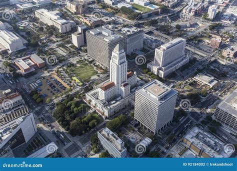 aerial view los angeles city hall editorial photography image