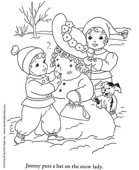 winter coloring kids snowlady coloring page sheets   winter