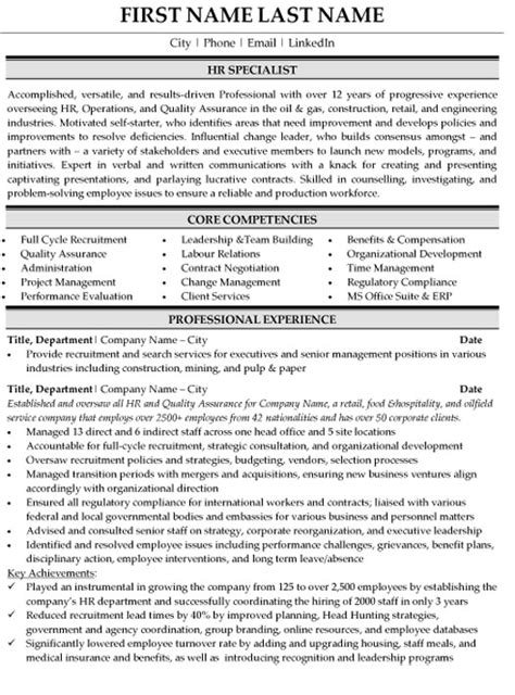 sample resume profile human resources tantmahed
