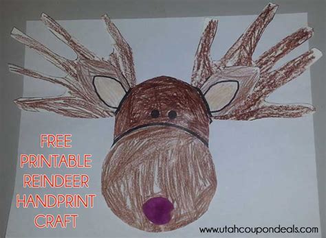 printable reindeer face craft antlers  handprints lbpc