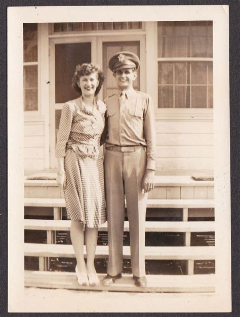 military man w lady couple posing old vintage photo snapshot w1565 ww2 the good the bad and