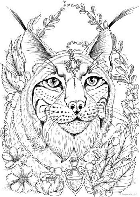 lynx printable adult coloring page  favoreads coloring etsy whale