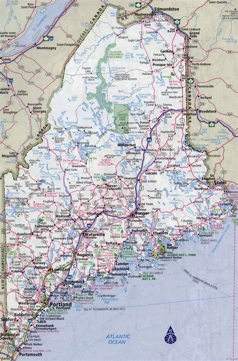 large detailed roads  highways map  maine state   cities vidianicom maps
