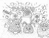 Furby Furbies Partying Links Colouring sketch template