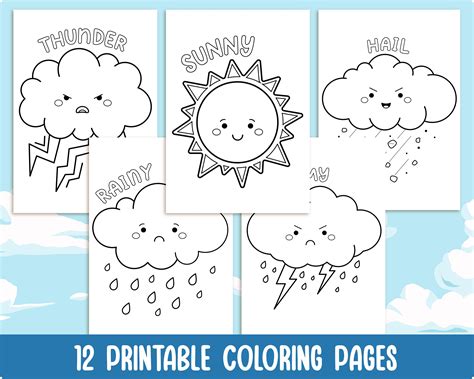 printable weather elements coloring pages  kids  names