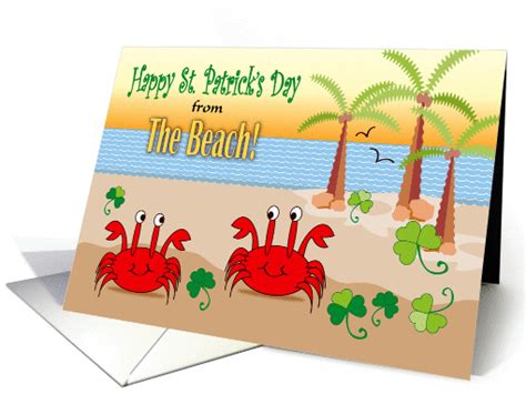 happy st patrick s day beach theme shamrocks card 1200370