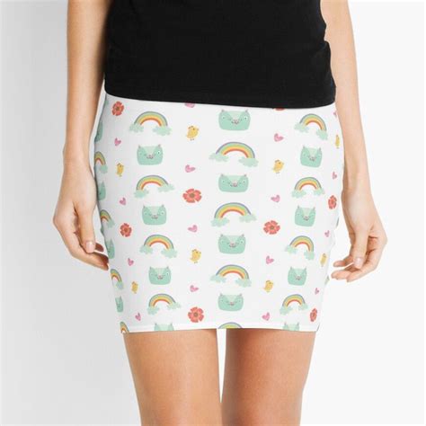 cartoon cat rainbow pattern mini skirt by chloes drawings mini skirts