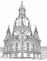 Dresden Frauenkirche Coloring Pages Architecture Clipart Hellokids Germany Dibujo Drawing Famous Google Paris Places Mandala Kids German Castle Di Ciudad sketch template