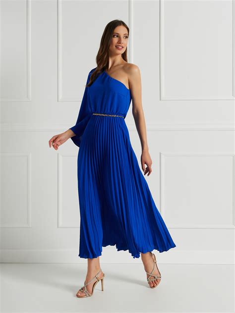 Long One Shoulder Pleated Dress
