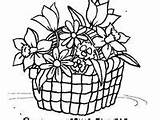 Coloring Basket Pages Flower sketch template