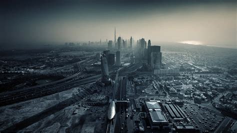 grayscale photo  city buildings dubai united arab emirates hd