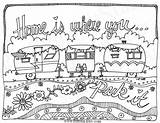 Camper Coloring Pages Vintage Camping Campers Printable Colouring Adult Embroidery Color Trailers sketch template