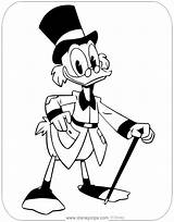 Ducktales Coloring Scrooge Pages Mcduck Duck Printable Dewey Louie Huey Disneyclips Cane Posing His sketch template