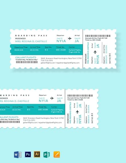 editable airline ticket template master template