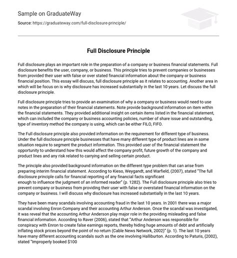 full disclosure principle essay  graduateway