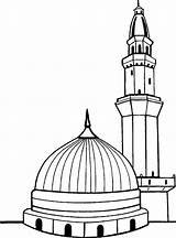 Masjid Mewarnai Islamic Kaaba Nabawi Nabvi Allah Mecca Gumbad Coloriages Prophet Khazra Malen sketch template