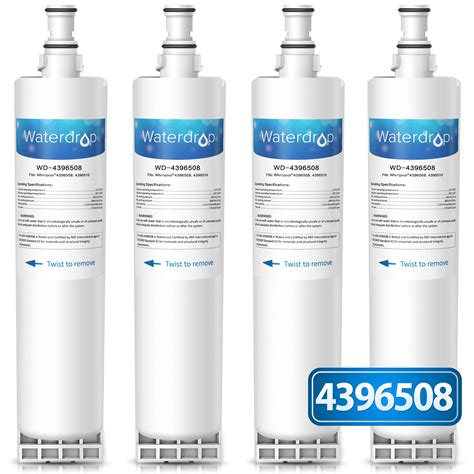 4 Pack Waterdrop 4396508 Refrigerator Water Filter Replacement For