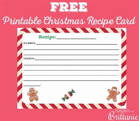 printable christmas recipe card recipe cards  printable