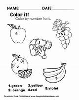 Fruit Numbers Worksheet Vegetables Worksheets Color Colour Printable Them Correct Kindergarten Print Now Customize Freeprintableonline sketch template