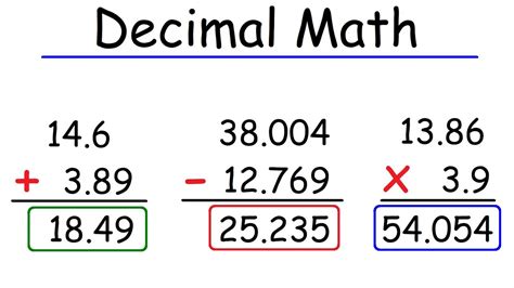 math decimal arithmetic youtube