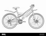 Bicycle Drawing Outline Bike Sketch Contour Alamy Coloring Book Vector Detai Monochrome Multiple Silhouette Half Many Face Stock sketch template