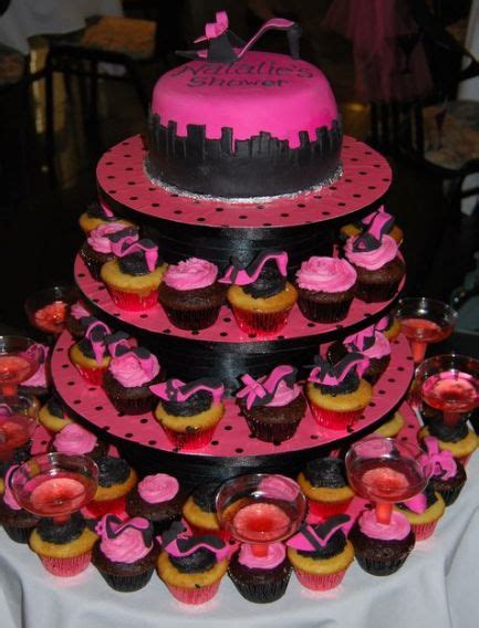 sex and the city theme bridal shower cake and cupcakes 1 comment