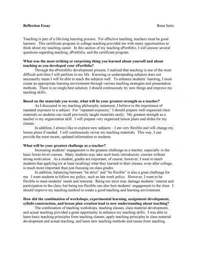 reflective essay     essay examples
