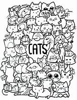 Doodle Cute Doodles Cat Coloring Pages Colouring Drawing Drawings Doodling Draw Adult sketch template