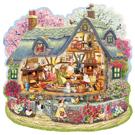 kellys blossom cottage  piece shaped jigsaw puzzle bits  pieces