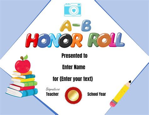 honor roll certificate  printable