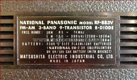 national panasonic fm   band  transistor rf  radio panasonic radiomuseum