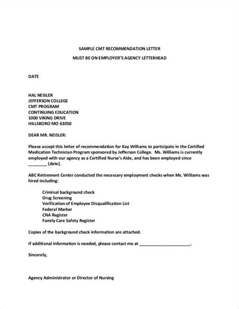 sample letters  recommendation  employment  ms word