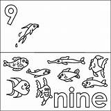 Nine Fish sketch template