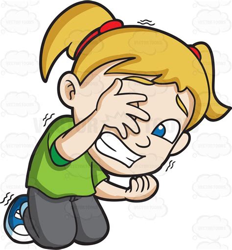 a very afraid girl trying to hide herself from danger cartoon clipart vector vectortoons