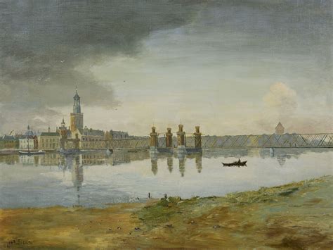 johannes boele paintings prev  sale  view  kampen    bridge   river