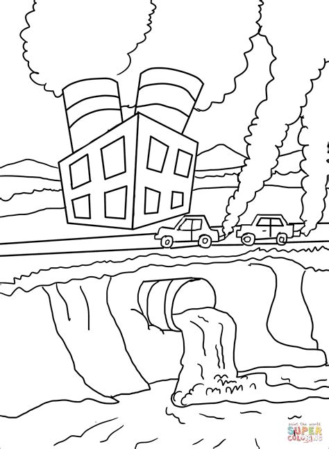 air  water pollution coloring page  printable coloring pages