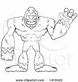 Sasquatch Bigfoot Clipart Waving Lineart Illustration Royalty Coloring Cory Thoman Vector Getdrawings Collc0121 sketch template