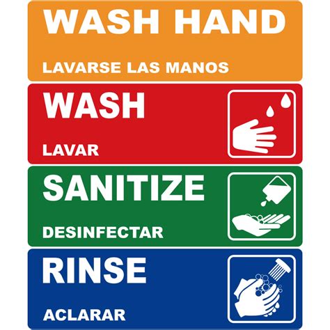 buy wash rinse sanitize handwash sink labels heavy duty