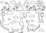 Prehistoric Dinozaury Kolorowanki Brontosaurus Prehistoryczny Krajobraz Dinozaurami Depositphotos sketch template