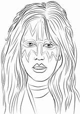 Coloring Kiss Pages Band Ace Rock Frehley Paul Printable Drawing Stanley Star Template sketch template