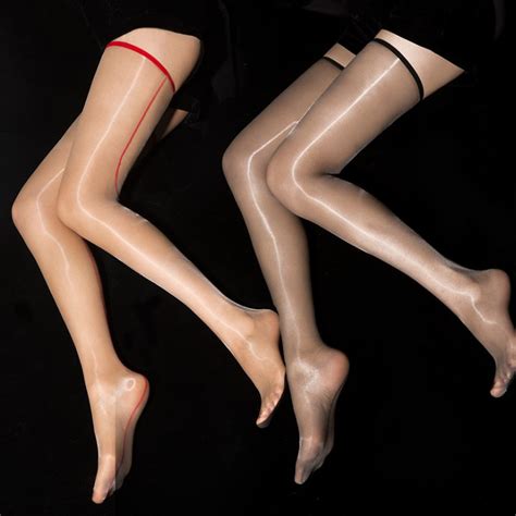 ultra thin 1d sheer shiny glossy high stockings see through thigh highs