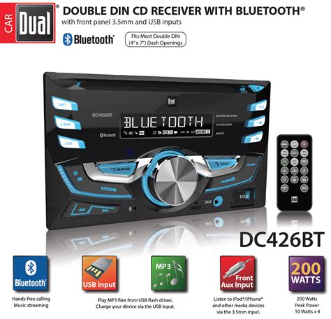 dual electronics dcbt multimedia   double din car stereo  bluetooth built  cd