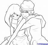 Boy Girl Draw Drawing Anime Body Coloring Pages Kissing Hugging Easy Guy Drawings Holding Pimp Cute Step Girls Boys Hands sketch template